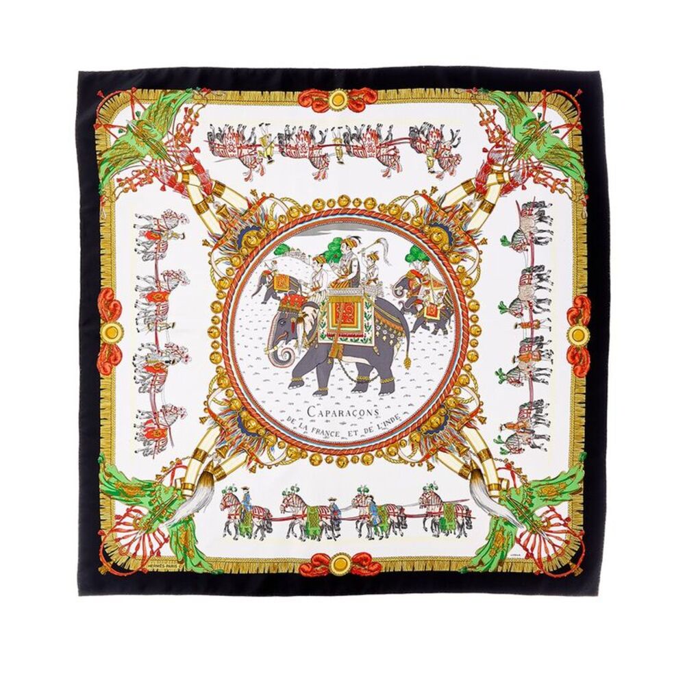 Hermès Caparaçons De La France Et De L'inde Motif Philippe Ledoux Silk Scarf